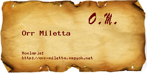 Orr Miletta névjegykártya